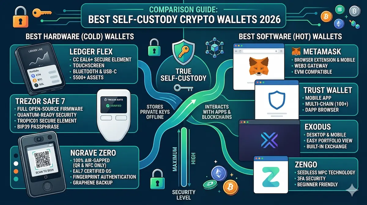 Mejor billetera cripto de autocustodia: c&oacute;mo elegir la opci&oacute;n correcta en 2026